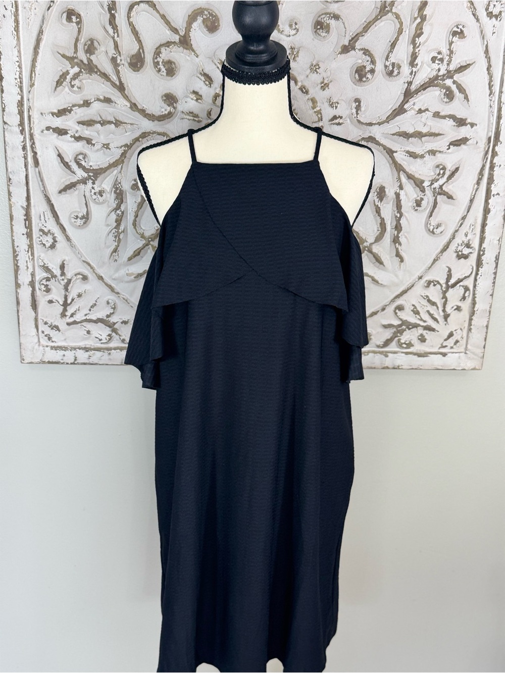 Cato Black Tiered Ruffle Mini Dress